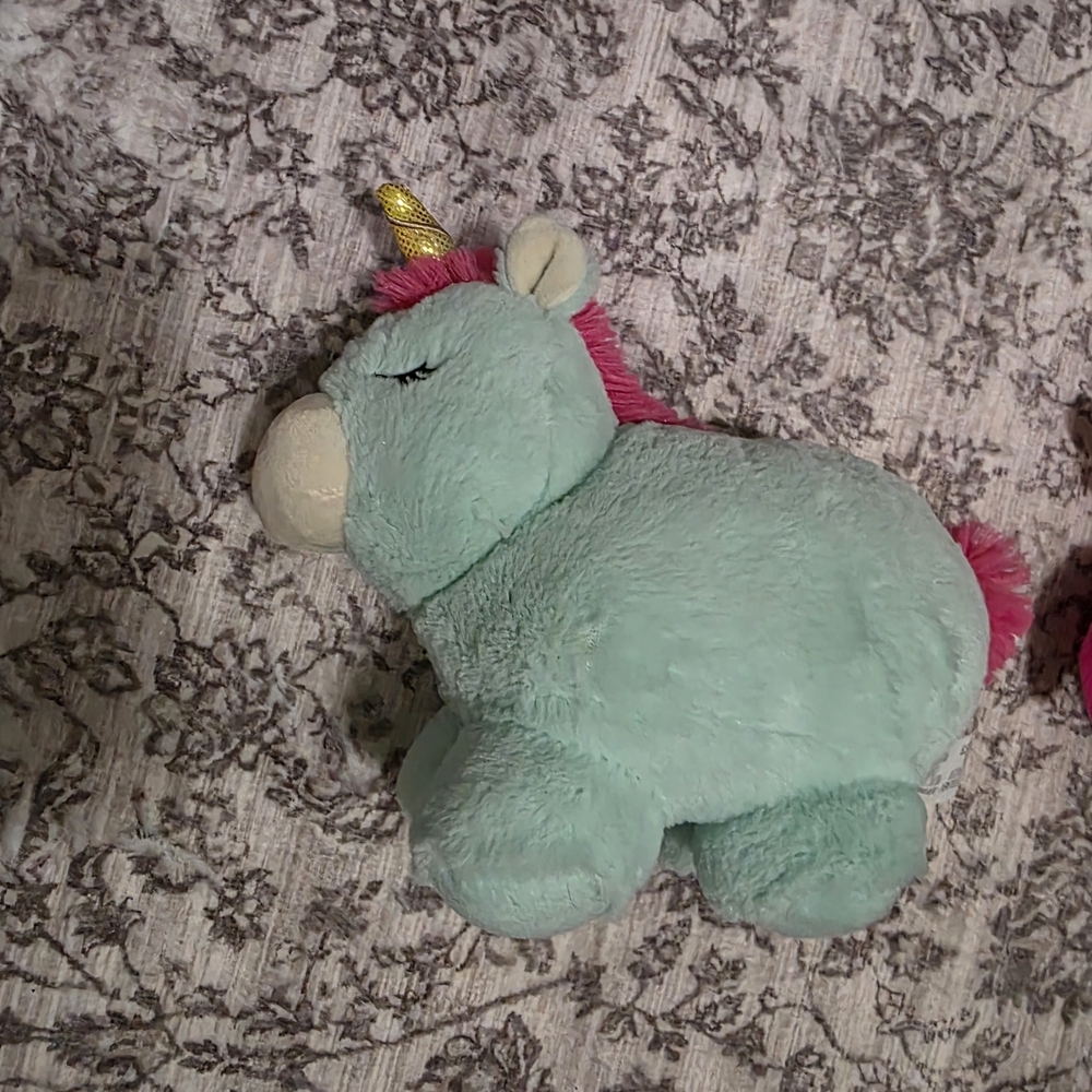 Plush Unicorn Toy with Gold Horn
